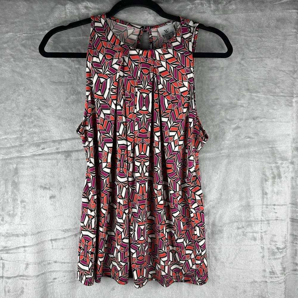Worthington Top Women's M Pink Orange Geometric Print